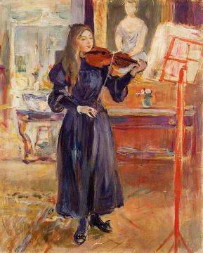 Studying the Violin Artwork by Berthe Morisot