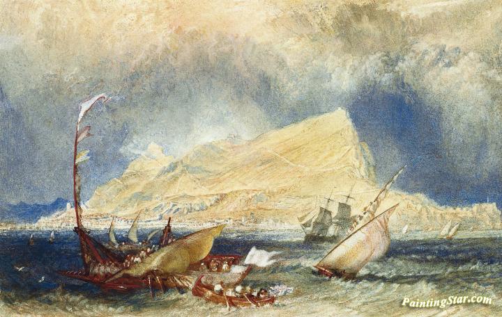 The Rock of Gibraltar, with Shipping in the Foreground Artwork by Joseph Mallord William Turner