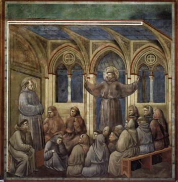 Legend Of St Francis: 18. Apparition At Arles (upper Church, San Francesco, Assisi) Artwork by Giotto di Bondone