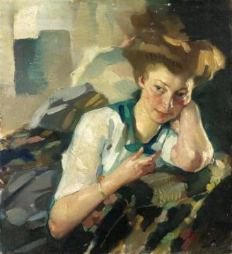 Portrait of a Young Woman Artwork by Leo Putz