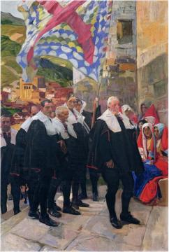 Navarre, the Town Council of Roncal Artwork by Joaquin Sorolla y Bastida