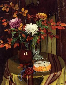 Chrysanthemums And Autumn Foliage Artwork by Felix Vallotton