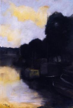 On A Canal Artwork by Lesser Ury
