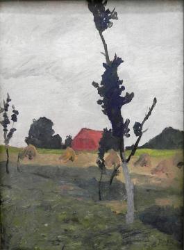 Worpsweder Landscape with Red House Artwork by Paula Modersohn-Becker
