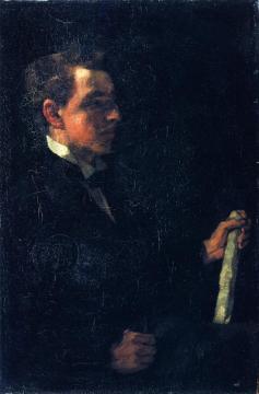 Student Michaelis With Paper Roll Artwork by Wilhelm Trübner