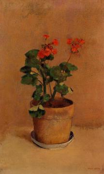 A Pot of Geraniums Artwork by Odilon Redon