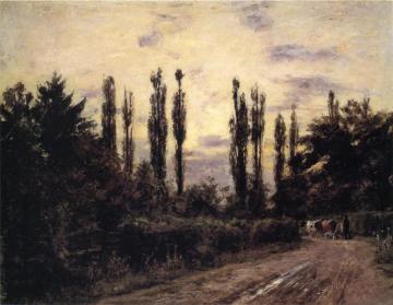 Evening, Poplars And Roadway Near Schleissheim Artwork by Theodore Clement Steele