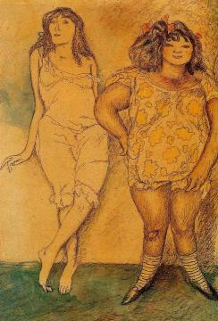 Two Girls Artwork by Jules Pascin