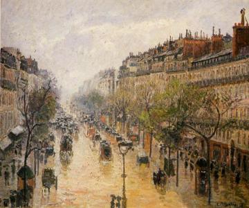 Boulevard Montmartre: Spring Rain Artwork by Camille Pissarro