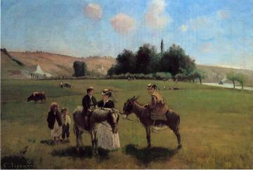 The Donkey Ride at Le Roche Guyon Artwork by Camille Pissarro