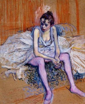 Seated Dancer In Pink Tights Artwork by Henri de Toulouse-Lautrec