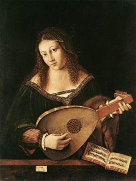 Woman Playing A Lute Artwork by Bartolomeo Veneto