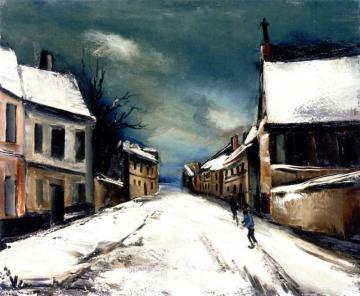 Village Street In The Snow Artwork by Maurice De Vlaminck