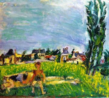 Two Children At Champigny Under A Blue Sky Artwork by Chaim Soutine