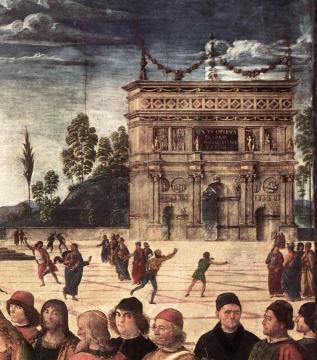 Christ Handing the Keys to St Peter (detail) Artwork by Pietro Perugino
