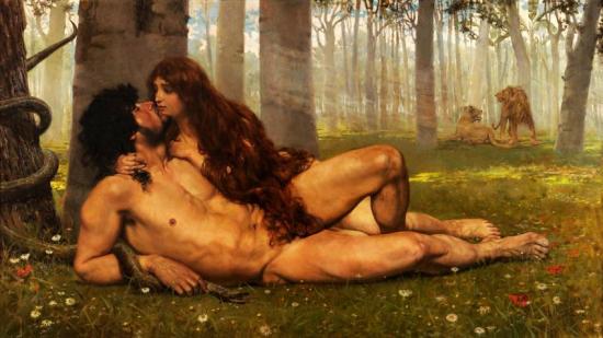The First Kiss Of Adam And Eve Artwork by Salvador Viniegra y Lasso de la Vega