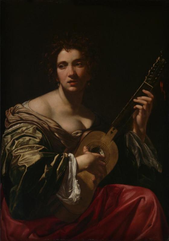 Woman Playing The Guitar Artwork by Simon Vouet