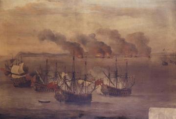 The Destroying Of Six Barbary Ships Near The Cape Of Spartel Artwork by Willem van de Velde the Younger