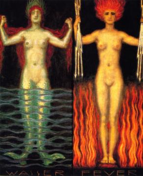 Water And Fire Artwork by Franz von Stuck