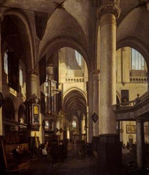 The Interior Of A Dutch Church Artwork by Emanuel de Witte