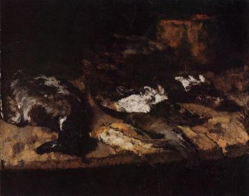 Wild duck, small birds, basket and pot Artwork by Carl Eduard Schuch