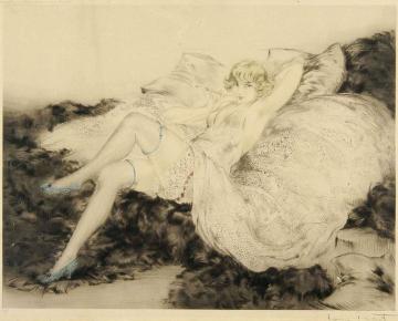 Lady With Cigarette Artwork by Louis Icart