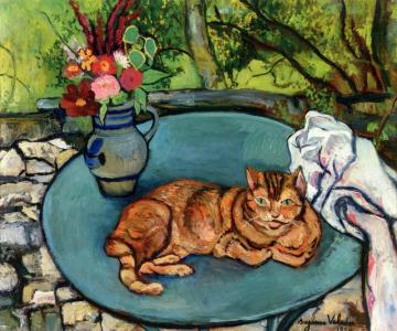 Raminou And Pitcher With Carnations, 1932 Artwork by Suzanne Valadon