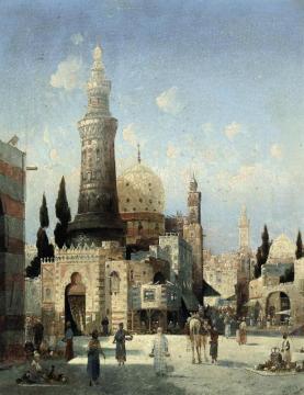 A Bustling Cairo Street Artwork by August von Siegen
