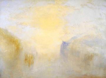 Sunrise, with a Boat between Headlands Artwork by Joseph Mallord William Turner