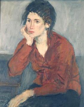 Lady In Red Blouse Artwork by Raphael Soyer