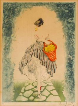 Basket Of Apples Artwork by Louis Icart