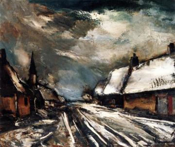 Village Road In Winter Artwork by Maurice De Vlaminck