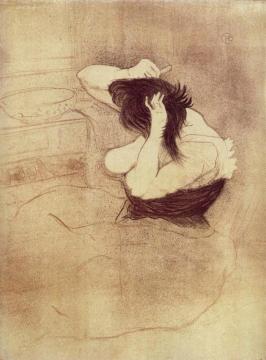 Elles: Woman Combing Her Hair Artwork by Henri de Toulouse-Lautrec