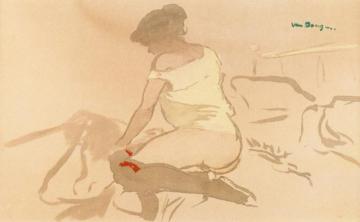 Woman Kneeling On A Bed Artwork by Kees Van Dongen