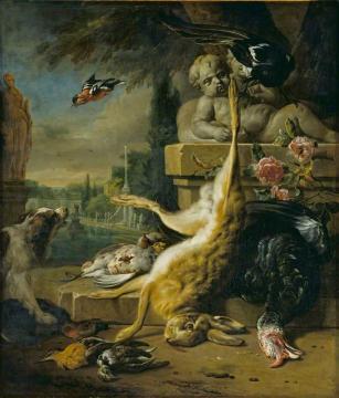Dead Hare And Dog Artwork by Jan Weenix