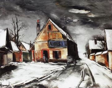 Snowy Village Artwork by Maurice De Vlaminck
