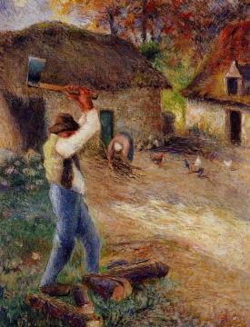 Pere Melon Cutting Wood Artwork by Camille Pissarro