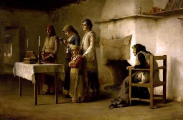 Praying before the communion at Megara Artwork by Theodoros Ralli