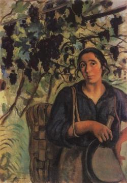 Italian peasant woman in a vineyard Artwork by Zinaida Serebriakova