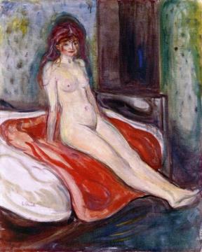 Nude Seated on the Bed Artwork by Edvard Munch