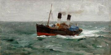 Two-funnelled Steamer Artwork by Henry Scott Tuke