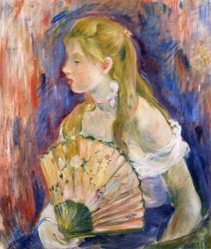 Girl with Fan Artwork by Berthe Morisot