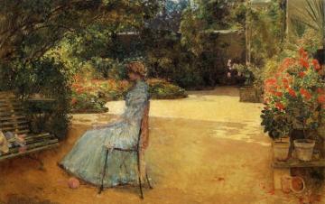 The Artist's Wife in a Garden, Villiers-le-Bel Artwork by Frederick Childe Hassam