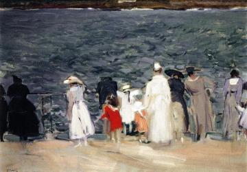 Figures on the Breakwater, San Sebastian Artwork by Joaquin Sorolla y Bastida