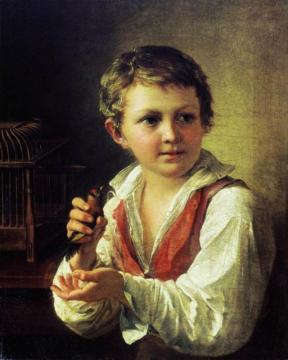 Boy Releasing A Goldfinch From The Cage Artwork by Vasily Tropinin