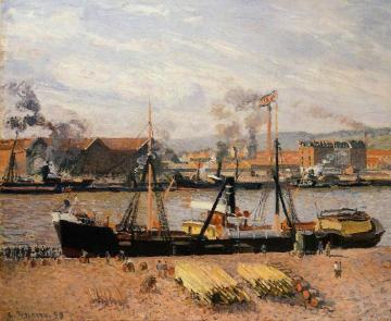 The Port of Rouen: Unloading Wood Artwork by Camille Pissarro