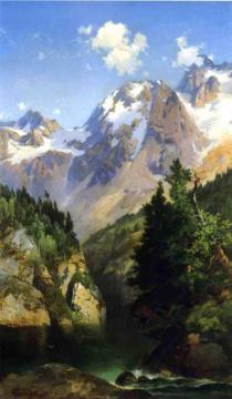 A Rocky Mountain Peak, Idaho Territory Artwork by John Ferguson Weir