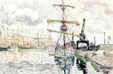Schooners at Dock in Saint Malo Artwork by Paul Signac