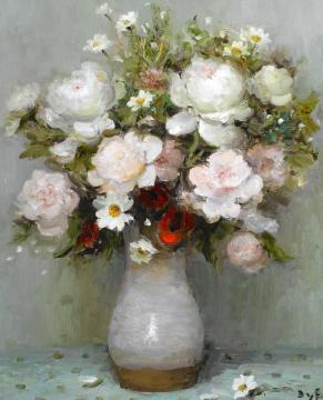 Roses And Poppies Artwork by Marcel Dyf