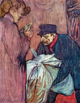 The Laundryman Calling At The Brothal Artwork by Henri de Toulouse-Lautrec